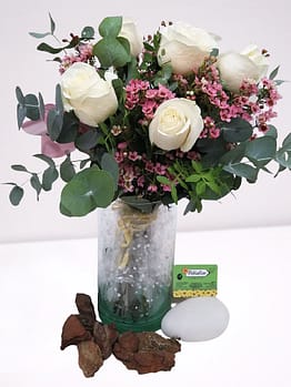 rosas blanca flor de cera